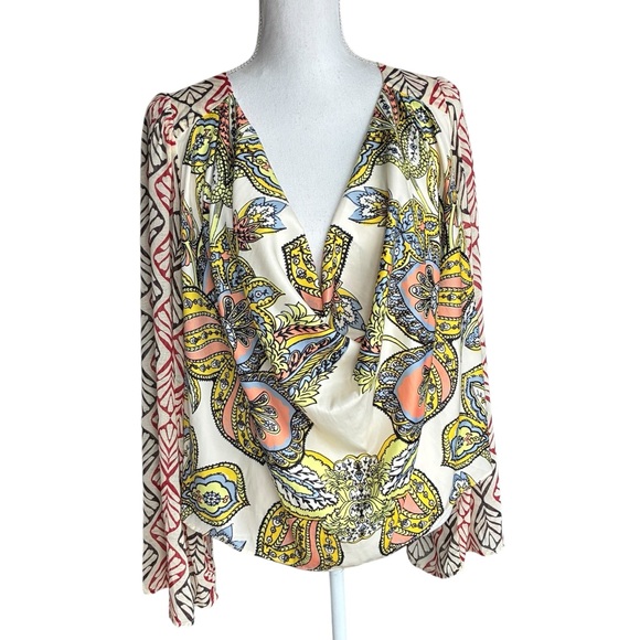 Free People Aleena Printed Boho Top Medium - Picture 2 of 12